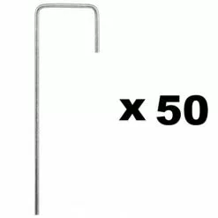 GT GARDEN Lot De 50 Piquets De Fixation Pour Jardin En Acier Galvanisé - Longueur 200 Mm