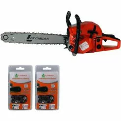 GT GARDEN Tronçonneuse Thermique 62 Cm3, 3.5 CV, Guide 50 Cm, 2 Chaînes