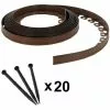 GT GARDEN Bordure De Jardin Flexible Marron - 3,8 Cm X 10 Mètres Avec 20 Piquets D'ancrage