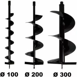 GT GARDEN Lot De Mèches Ø 100 + 200 + 300 Mm Pour Tarière Thermique