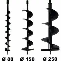 GT GARDEN Lot De Mèches Ø 80 + 150 + 250 Mm Pour Tarière Thermique