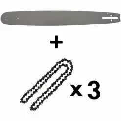 GT GARDEN Guide 20 Pouces (50 Cm) Avec Lot De 3 Chaînes 76 Maillons Pour Tronçonneuse