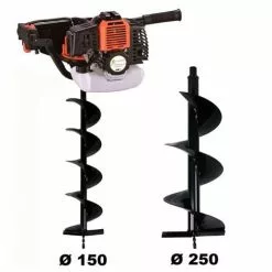 GT GARDEN Tarière Thermique 52 Cm3 + Mèches 150 Et 250 Mm