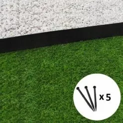 GT GARDEN Bordure De Jardin Droite Noire - 7,8 Cm X 1 Mètre Avec 5 Piquets D'ancrage
