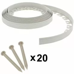 GT GARDEN Bordure De Jardin Flexible Blanche - 4 Cm X 10 Mètres Avec 20 Piquets D'ancrage